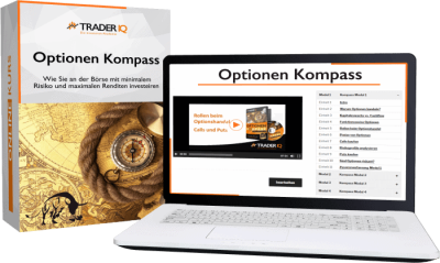 Digitales Tool "Optionen Kompass" für risikobewusste Investoren, zeigt Strategien und Module.